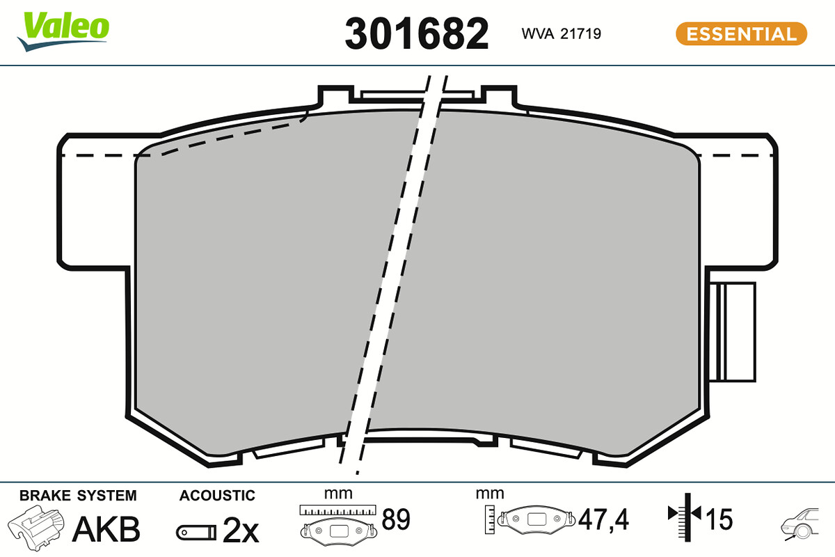 Jeu de 4 plaquettes de frein VALEO ref. 301682